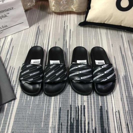 Balenciaga Slides Black Logo Strap Rubber