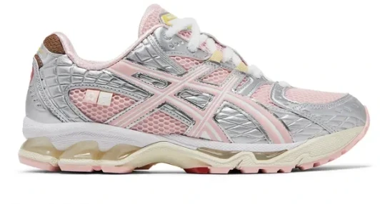 Asics Women's Sneakers Pink Silver Crocodile Effect Mesh