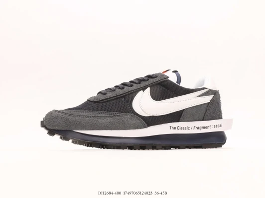 Nike Sacai Waffle Casual Shoes Grey White Suede Mesh DH2684-400