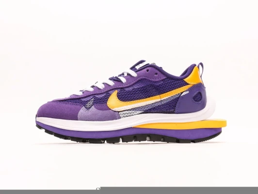 Nike Sacai Vaporwaffle Purple Yellow Suede Mesh Sneakers CV1363-103