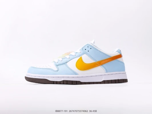 Nike Dunk Low White Blue Orange Swoosh Sneakers IB8877-191