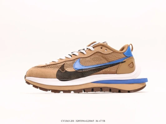 Nike Sacai Vaporwaffle Tan Blue Suede Mesh Sneakers CV1363-1201