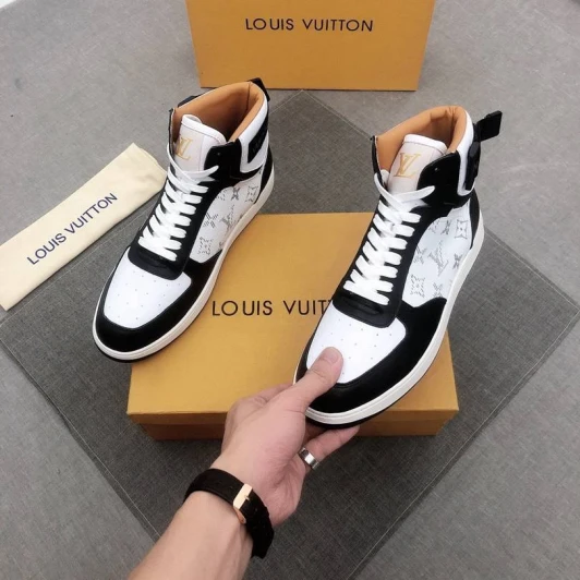 Louis Vuitton High-Top Sneakers White Black Monogram