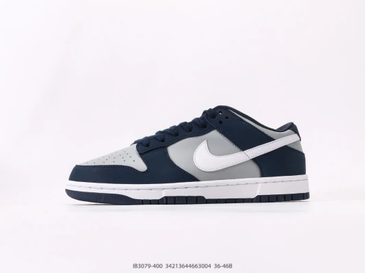 Nike Dunk Low Grey Navy Leather Sneakers IB3079-400