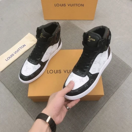 Louis Vuitton High-Top Sneakers Black White Monogram