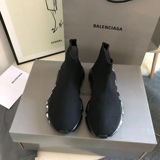 Balenciaga Sock Boots Black Knit Chunky Sole 4 2