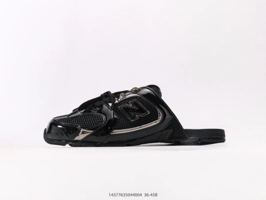 New Balance Slides Black Patent Mesh