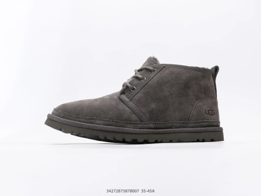 Ugg Chukka Boots Grey Suede Fur Trimmed Lace-Up KJ5990