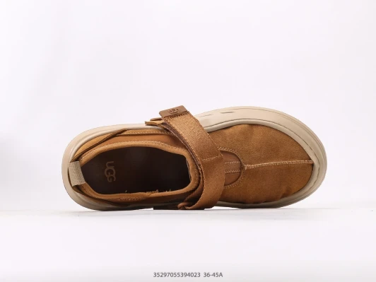 Ugg Slide Sandals Tan Suede Rubber Chunky Sole