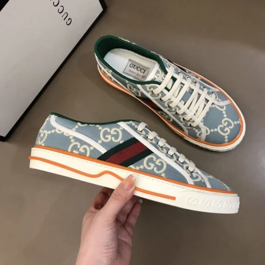 Gucci GG Canvas Sneakers Light Blue White Red Green