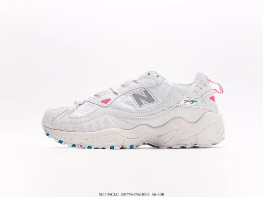 New Balance Sneakers White Mesh Leather Accent