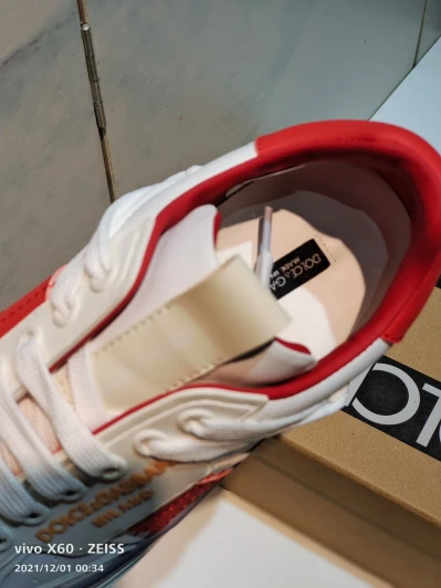 Dolce & Gabbana White Leather Sneakers With Red Accents