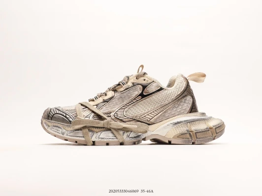 Balenciaga Sneakers Beige/Silver Mesh/Leather Chunky Sole