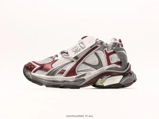 Balenciaga Runner Sneakers Silver Burgundy Mesh