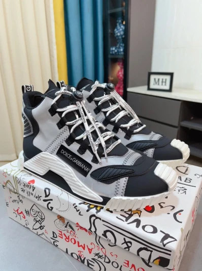 Dolce & Gabbana High-Top Sneakers Grey Black White
