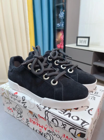 Dolce & Gabbana Sneakers Black Suede Lace-Up Shoes