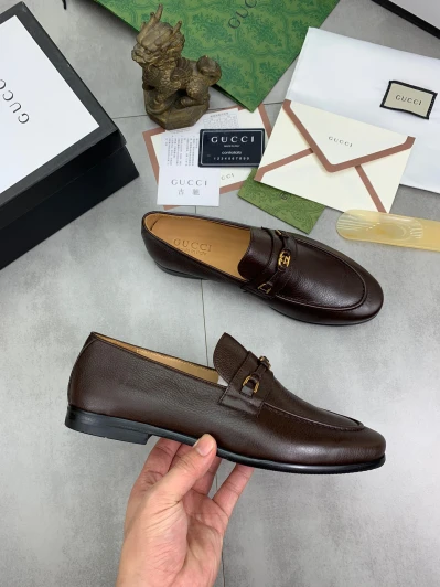 Gucci Loafers Brown Leather Horsebit Detail 8