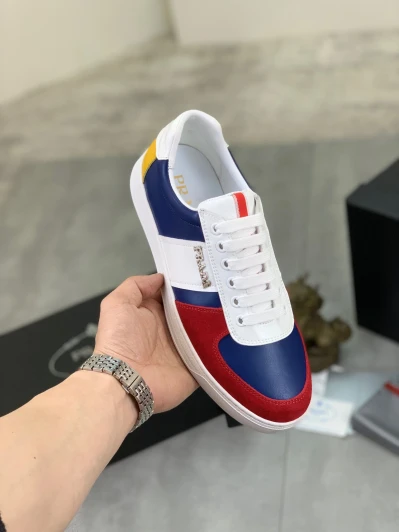 Prada Men's Sneakers Red Blue White Leather Suede Prada Men's Sneakers Red Blue White Leather Suede