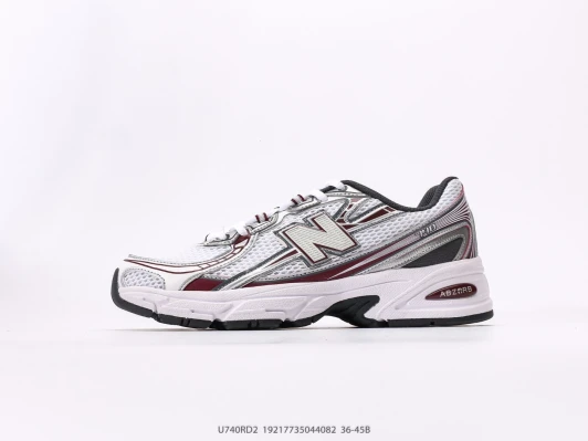New Balance Sneakers White Red Silver Mesh Lace-Up