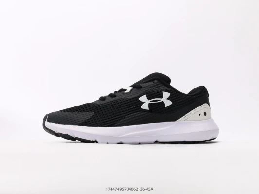 Under Armour Running Shoes Black Mesh White Sole BV0074-200