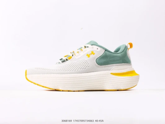 Under Armour Running Shoes White Green Yellow Mesh DM8968-101