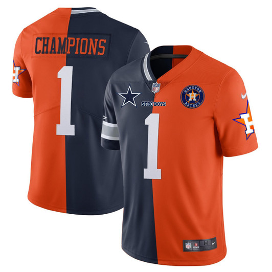 [FULLY STITCHED] Dallas Cowboys Houston Astros Split Limited Football Jersey 