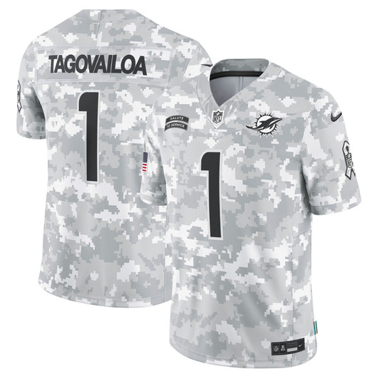 [FULLY STITCHED] Miami Dolphins 2024 Salute To Service Arctic Camo Limited Football Jersey 