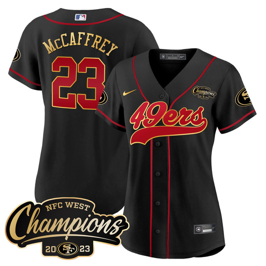 [FULLY STITCHED] San Francisco 49ers 2023 NFC West Champions Gold Trim Limited Football Jersey 