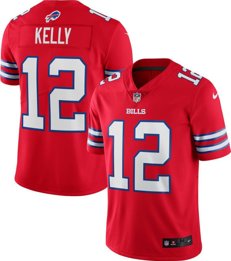 [FULLY STITCHED] Buffalo Bills Jim Kelly Red Limited Football Jersey 