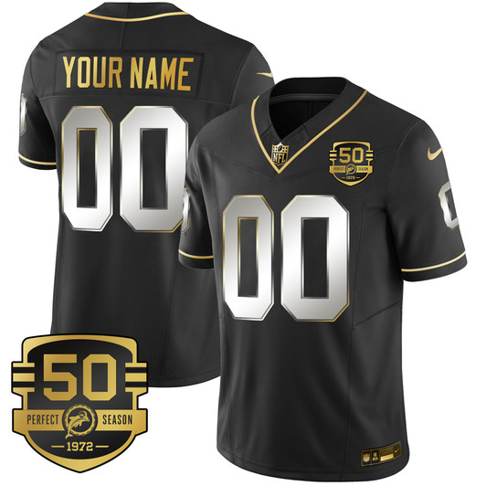 [FULLY STITCHED] Miami Dolphins Throwback Gold Limited Football Jersey 