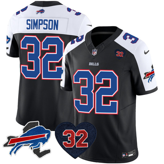 [FULLY STITCHED] Buffalo Bills OJ Simpson Patch Limited Football Jersey 