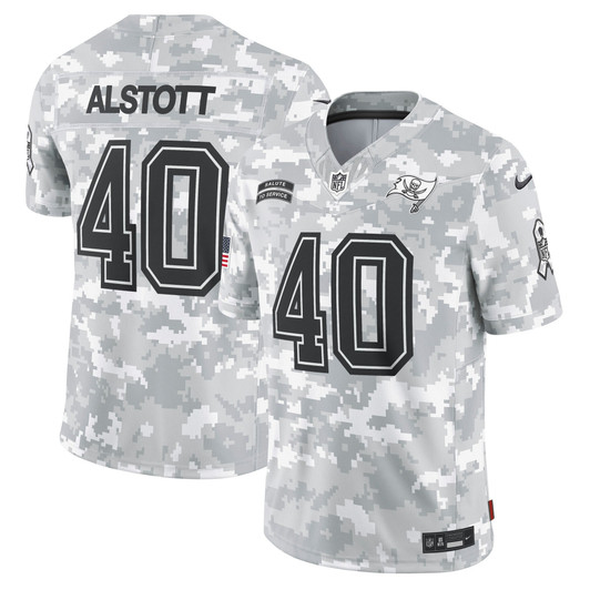[FULLY STITCHED] Tampa Bay Buccaneers Mike Alstott 2024 Salute To Service Arctic Camo Limited Football Jersey 