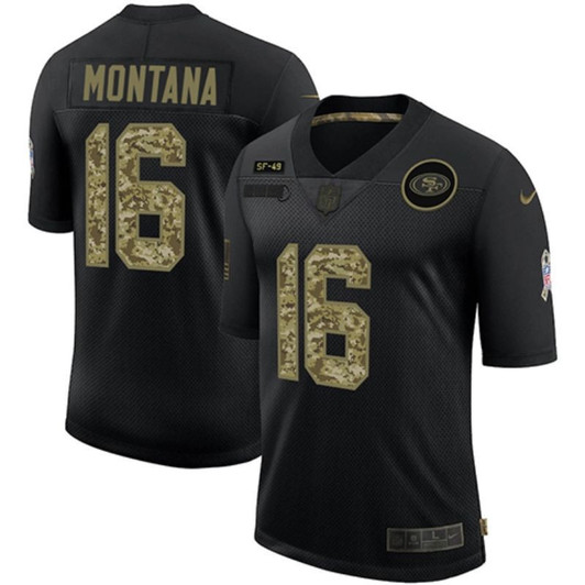 [FULLY STITCHED] San Francisco 49ers Joe Montana Salute To Service Camo Black Limited Football Jersey 