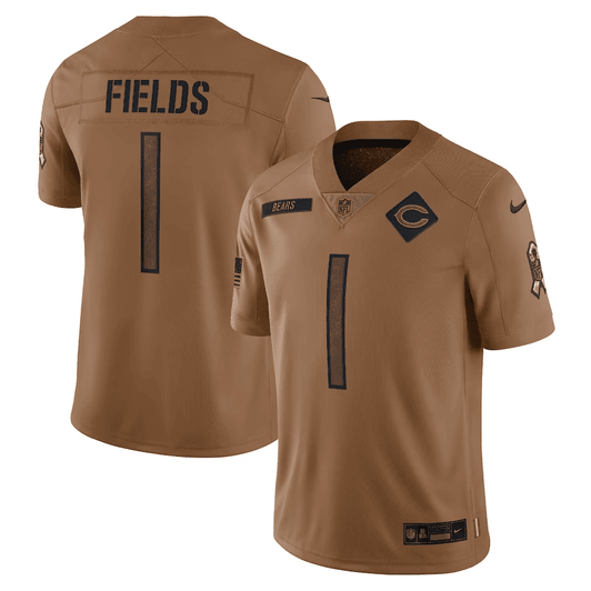 [FULLY STITCHED] Chicago Bears Justin Fields 2023 Salute To Service Brown Limited Football Jersey 