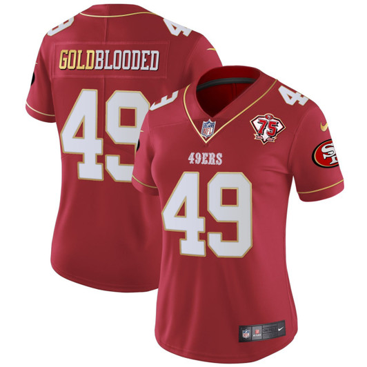 [FULLY STITCHED] San Francisco 49ers Gold Blooded Red White Gold Limited Football Jersey 