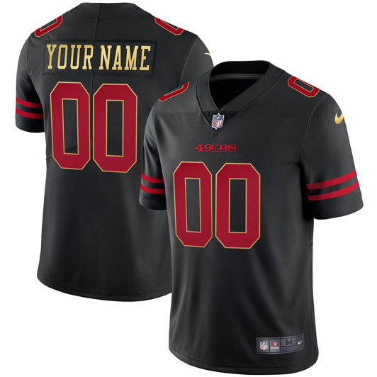 [FULLY STITCHED] San Francisco 49ers Black Red Gold Blooded Limited Football Jersey 