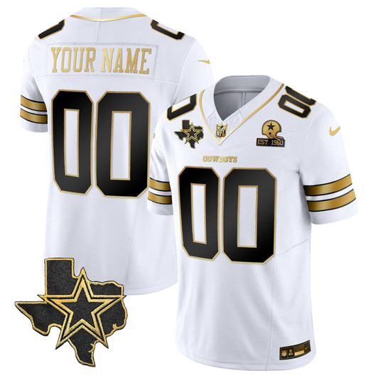 [FULLY STITCHED] Dallas Cowboys Gold Style 5 Limited Football Jersey 