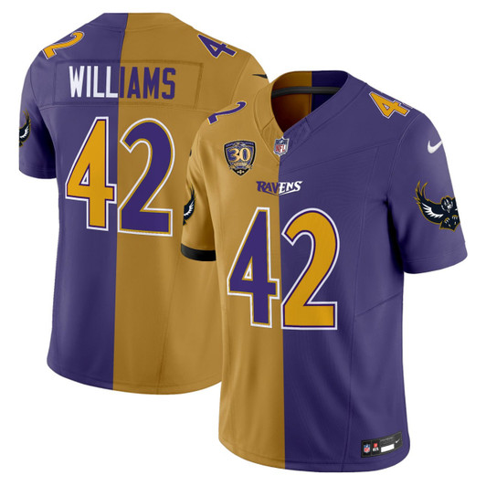 [FULLY STITCHED] Baltimore Ravens Split Purple Gold Limited Football Jersey 