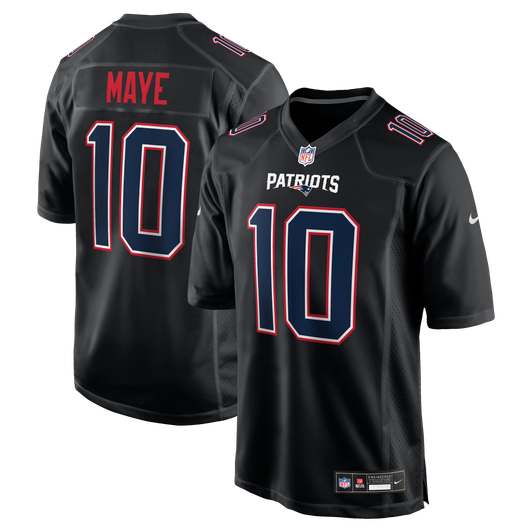 [FULLY STITCHED] New England Patriots Drake Maye Carbon Black Limited Football Jersey 