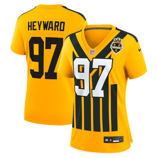 [FULLY STITCHED] Pittsburgh Steelers Cameron Heyward Gold Alternate 1933 Throwback Limited Football Jersey 