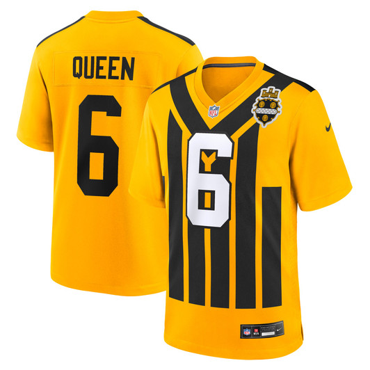 [FULLY STITCHED] Pittsburgh Steelers Patrick Queen Gold Alternate 1933 Throwback Limited Football Jersey 