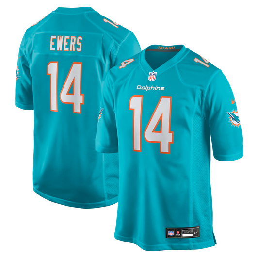 [FULLY STITCHED] Miami Dolphins Quinn Ewers Aqua Style 2 Limited Football Jersey 