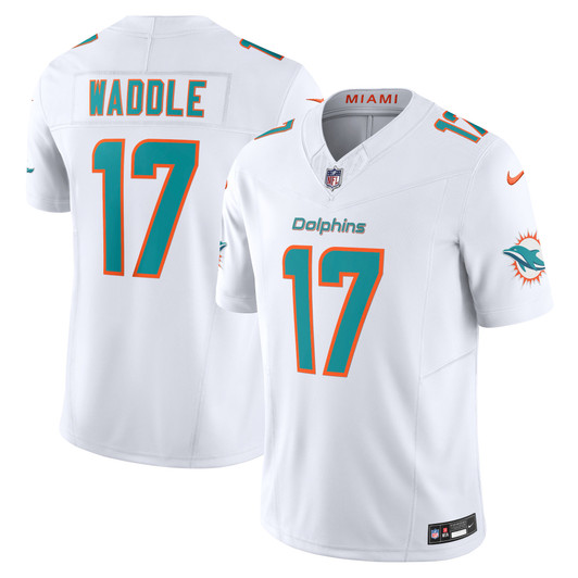 [FULLY STITCHED] Miami Dolphins Jaylen Waddle White Limited Football Jersey 