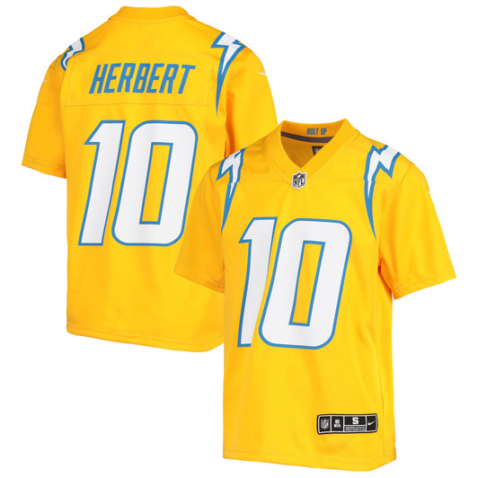 [FULLY STITCHED] Los Angeles Chargers Justin Herbert Gold Inverted Limited Football Jersey 