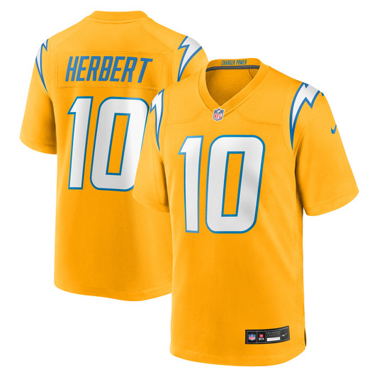 [FULLY STITCHED] Los Angeles Chargers Justin Herbert Gold Alternate Charger Power Limited Football Jersey 