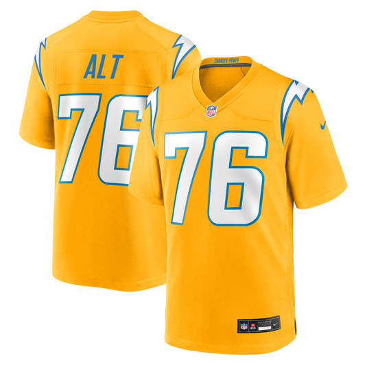 [FULLY STITCHED] Los Angeles Chargers Joe Alt Gold Alternate Charger Power Limited Football Jersey 