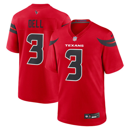 [FULLY STITCHED] Houston Texans Tank Dell Red Alternate Limited Football Jersey 