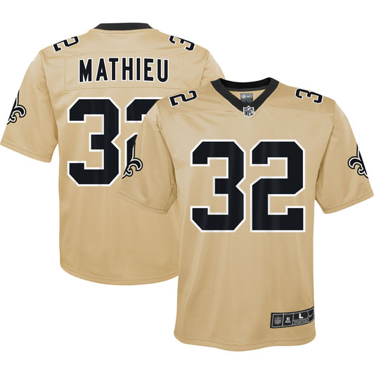 [FULLY STITCHED] New Orleans Saints Tyrann Mathieu Gold Inverted Limited Football Jersey 