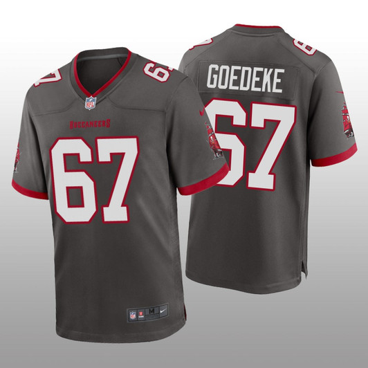 [FULLY STITCHED] Tampa Bay Buccaneers Luke Goedeke Pewter Alternate Limited Football Jersey 