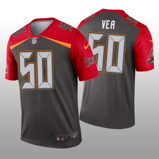[FULLY STITCHED] Tampa Bay Buccaneers Vita Vea Pewter Inverted Limited Football Jersey 